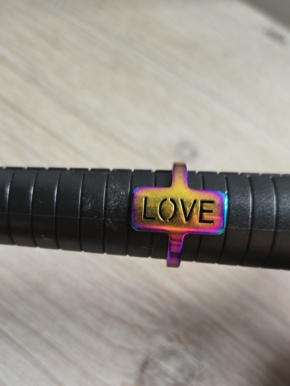 LOVE Rainbow Titanium-Finish Ring.Size 10.